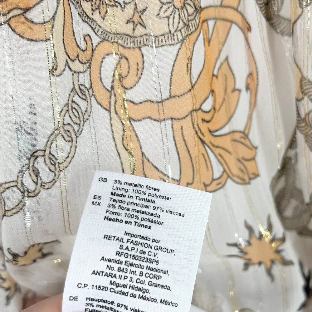 NWT Sandro Valldemossa Metallic Scarf Print Cutout Maxi Dress 36